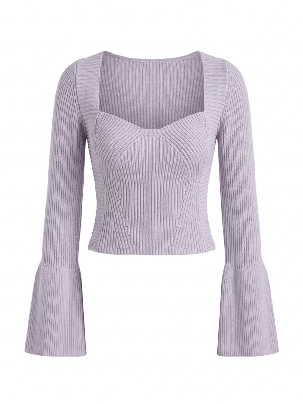 Forever 21 Lavender Ribbed Bell Sleeve Knit Sweater Top Small